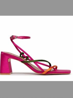 Feners Le Complice Fuchsia Satin Vegan Block Heels